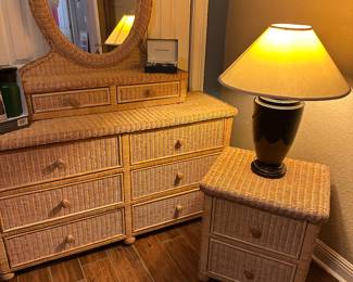 Wicker dresser and nightstand 
