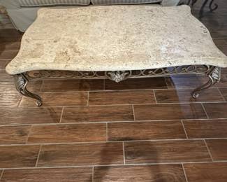 Same iron and stone coffee table 
Very heavy 