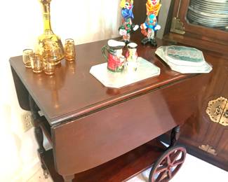 Vintage drop leaf tea cart
