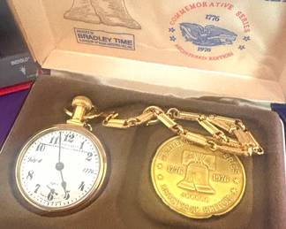 Bradley Bicentennial pocket watch set