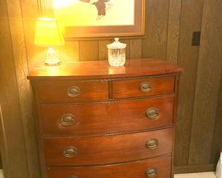 Vintage bow front Georgian style tall chest of drawers