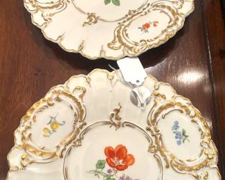 Antique Meissen porcelain hand painted plates