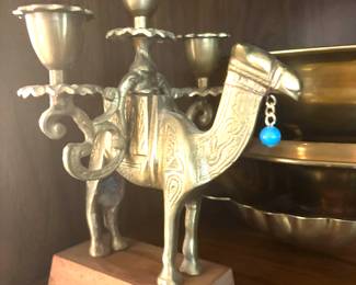 Brass camel candleabra