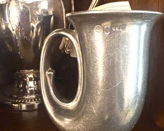 Pewter French Horn tankard mug