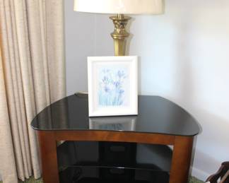 TV Stand or Corner Table, Lamp, Art