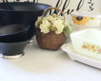 Vintage Salad Set, Floral, Baking Dish, Corningware