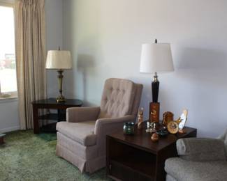 Rocker, TV Stand, Lamps