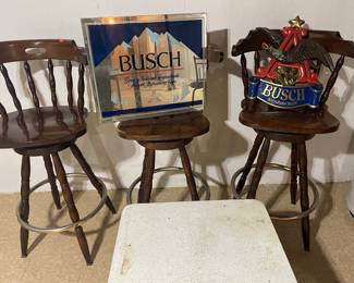 Vintage Bar Stools and Beer Signs