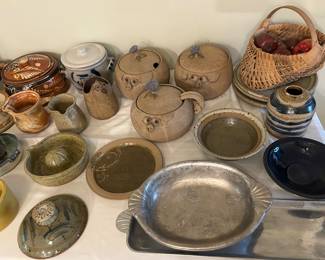 Pottery pigs by Anne White Bell Buckle