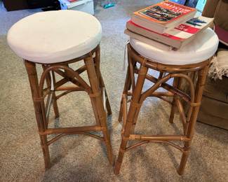 pair of bamboo stools