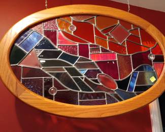 Oval stained glass 