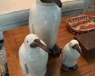 3 ceramic penguins