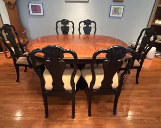 pedestal dining table and 6 chairs