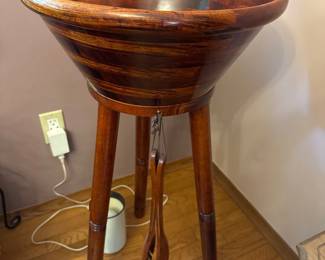 Floor Standing Table Side Wood Salad Bowl 