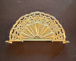 Vintage Brass Fan Shaped Napkin Holder 