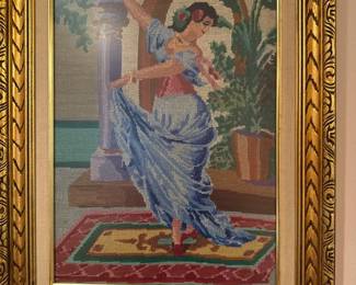framed needlepoint or tapestry art piece - flamenco dancer 
