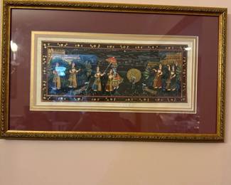 framed Indian Silk Painting 