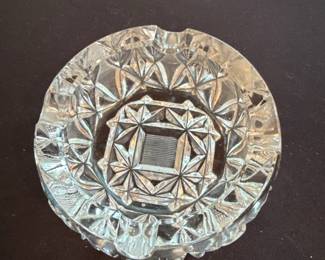 vintage Heavy Crystal Cut Glass Ashtray 
