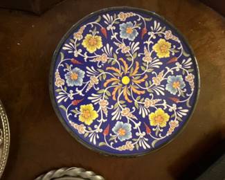 Om Craft Villa Blue Pottery Decorative Plate 