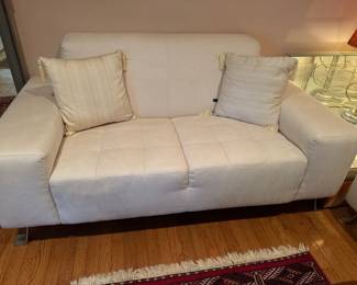 White Leather Love seat 