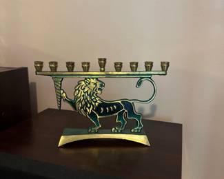 Brass Lion Menorah 