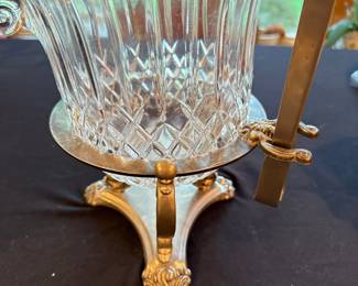 Godinger Silver Plate and Shannon Crystal Ice Bucket with Stand