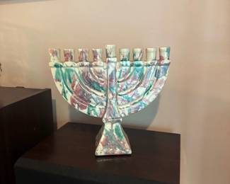 Handpained Ceramic Chanukah Menorah 