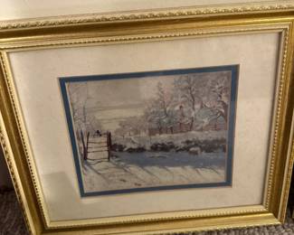 framed print of "The Magpie" by Claude Monet 