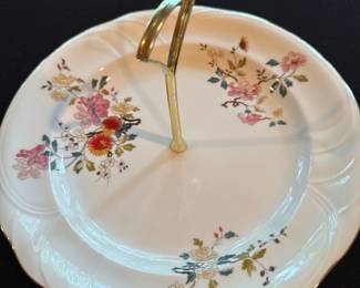 Royal Vale England Bone China Center Handle Cake Plate with floral design 