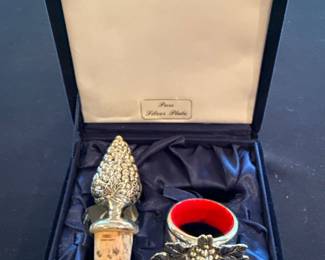 International Silver Company,  Silver Plated Wine Stopper and Collar Barware 