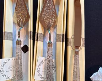 Lenox Heiress Frosted Glass Cake Server Knife Set 