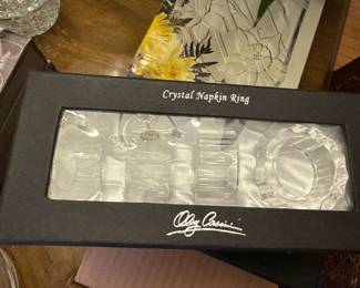 Oleg Cassini Crystal Napkin Rings in Box 