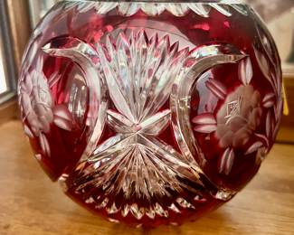 Cranberry German Lausitzer glass bowl