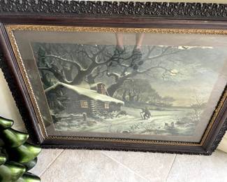 Antique victorian print and frame