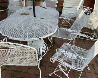 Wrought Iron Patio Set - great deal, needs a fresh coat of paint. New and like new cushions for sale at a great deal. 