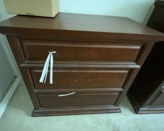 NEW Solid wood nightstand - goes with bedroom set. New Hardware Handles inside each drawer. 
