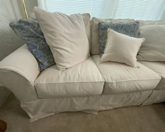 Cream Upholstered (custom made) Couch - like new; part of a full set
