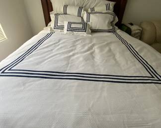 Queen Bed - New Bedding (Hotel Suite) , NEW Caroline House Windsor Court Solid Wood Bed - full bedroom set.