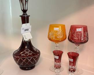Cranberry Crystal Decanter 