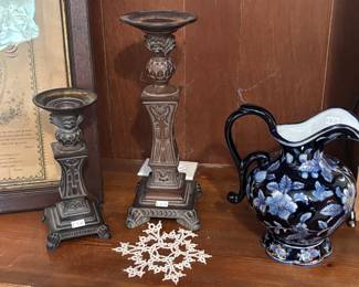 Candle Holders, Ceramic Pitcher 