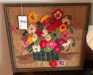 Vintage Floral Embroidered Wall Art