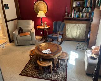 Singapore Wood Table Set, Area Rug 