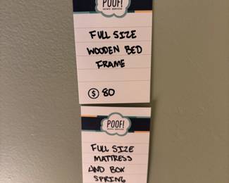 Full Size Wooden Bed Frame, Full Size mattress and Boxspring 