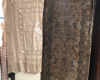 Embroidered silk tablecloth (folded in half), vintage runner