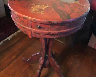 Japanese lacquer side table (17.5” diameter, 28” tall)