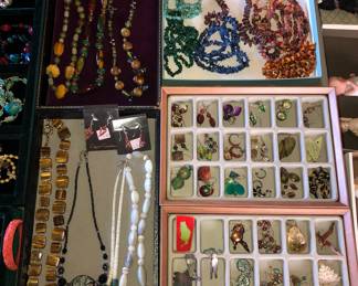 Costume jewelry (earrings, necklaces, bracelets) + sone semi-precious stones