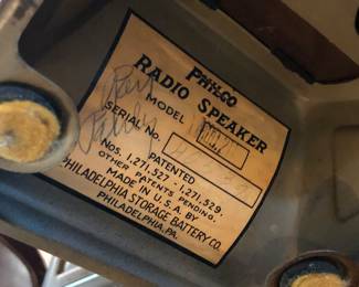 Label on Philco speaker
