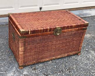 Wicker trunk (36”L, 20”H, 20”D)