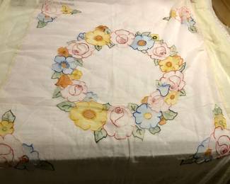 Sheer embroidered bedspread with flowers - twin?