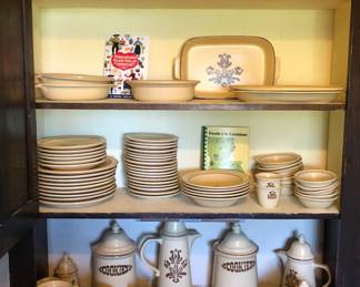 Pfaltzgraff Village stoneware + cookbooks